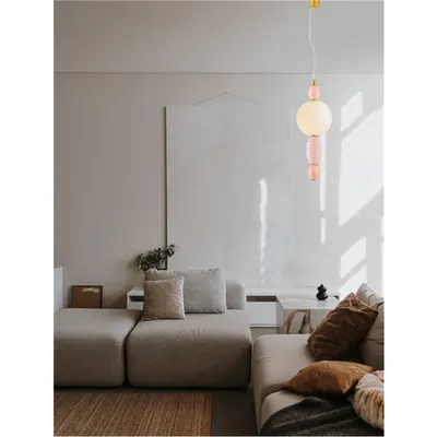 Lampa suspendata OBRIE Alama aurie Metal Portocaliu & Roz Ceramic Opal Sticla LED 12 Wat 220-240Volt 794Lm 3000K IP20