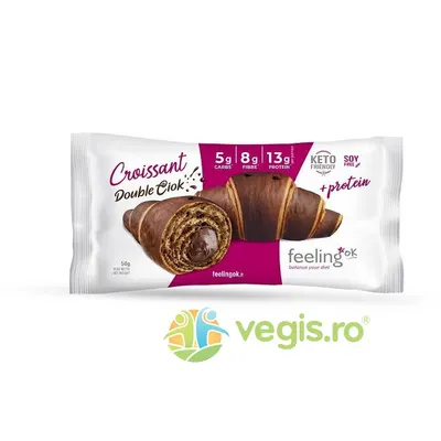 Croissant Proteic Dublu Ciocolata Low-Carb, fara Zahar Adaugat 50g