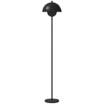 HOMCOM Lampă de podea pentru living modernă cu abajur în formă de cupă Comutator la picior Soclu E27 Fără bec Ø30x155 cm Negru | Aosom Romania