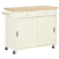 Insula de bucatarie HOMCOM cu sertare, dulap, suport prosoape, lemn si MDF, alb 110x49,5x89,5cm | Aosom Romania