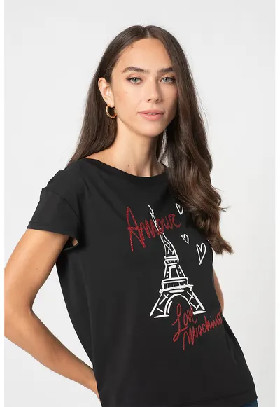 Tricou cu imprimeu grafic - Rosu/Alb/Negru