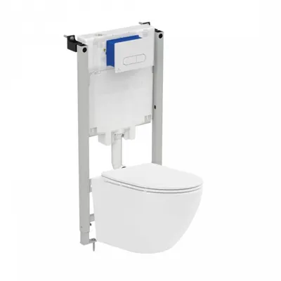 Set vas wc suspendat, tornado, alb, Fluminia Ricci cu rezervor incastrat PROSYS cu set de fixare inclus si clapeta Oleas M1 alb lucios, Ideal Standard