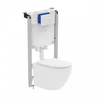 Set vas wc suspendat, tornado, alb, Fluminia Ricci cu rezervor incastrat PROSYS cu set de fixare inclus si clapeta Oleas M1 alb lucios, Ideal Standard