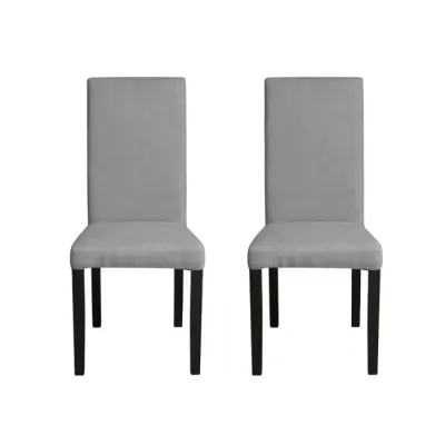 Set 2 scaune living TEO, picioare lemn wenge, stofa gri deschis, 46x60x98 cm