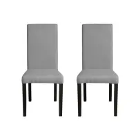 Set 2 scaune living TEO, picioare lemn wenge, stofa gri deschis, 46x60x98 cm