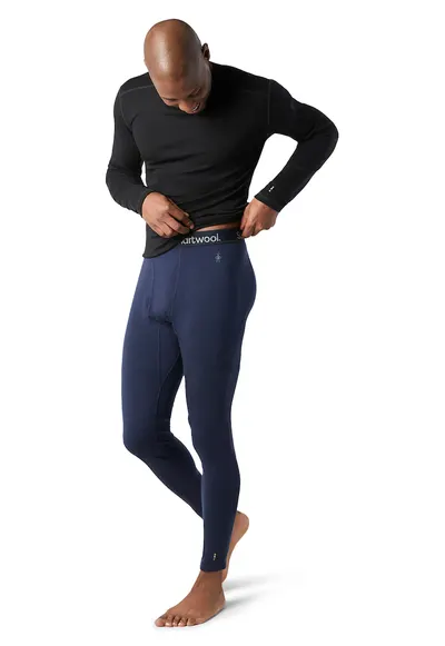 Colanti de lana merinos cu banda logo in talie pentru ski - Bleumarin
