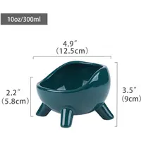 Bol ceramic pentru pisici, cu 4 picioare fixe, verde inchis