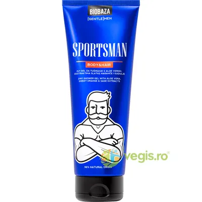 Gel de Dus si Sampon 2 in 1 pentru Barbati cu Aloe Vera si Extract de Portocala Dulce si Salvie Sportsman 220ml