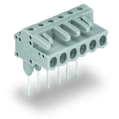 Female connector for rail-mount terminal blocks; 0.6 x 1 mm pins; angled; Pin spacing 5 mm; 20-pole; gray