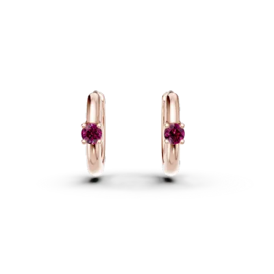 Cercei pentru copii din aur roz cu rubine de 0.138ct