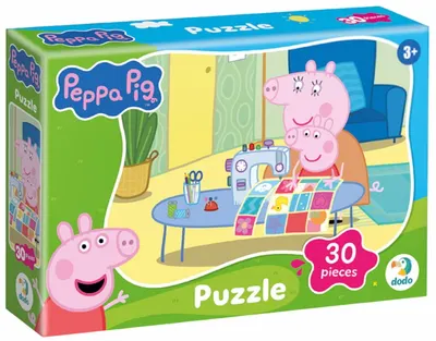 Puzzle pentru copii DoDo de 30 piese - Purcelușa Peppa învață să coasă