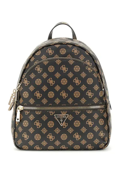 Rucsac de piele ecologica cu monograma - Negru/Galben