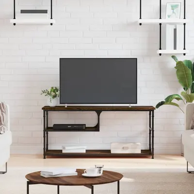 vidaXL Comodă TV, stejar maro, 103x38x46,5 cm, lemn prelucrat și oțel