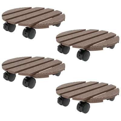 Outsunny Lot de 4 suporturi rotunde Ø30 cm pentru plante - suport pentru ghivece cu roți, interior și exterior | Aosom Romania