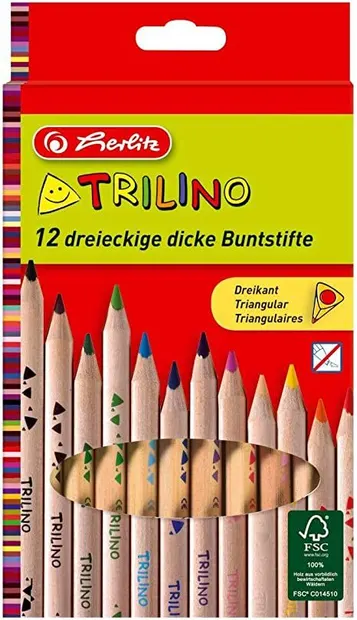 Un set de creioane triunghiulare colorate Herlitz - Natur, 12 culori