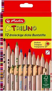 Un set de creioane triunghiulare colorate Herlitz - Natur, 12 culori