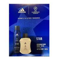 Set Cadou Barbati Adidas Uefa Star, After Shave Lotiune 100 ml, Deodorant Spray 150 ml