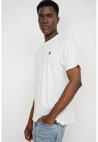 ’47 - Tricou cu broderie logo discreta Neyyan Base Runner - Alb murdar