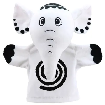 Păpușă pentru teatru The Puppet Company - Prima mea păpușă în alb și negru, un pui de elefant