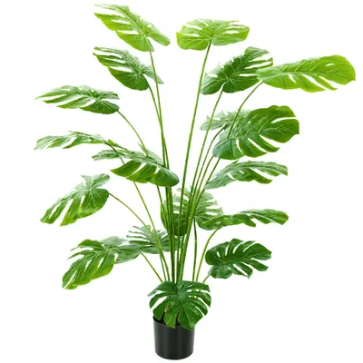 HOMCOM Plantă artificială arbore Monstera deliciosa cu ghiveci inclus înălțime 150 cm interior verde | Aosom Romania