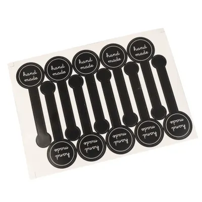 Stickere lungi cu bulină hand made - negru (set 100 buc) - Default Title