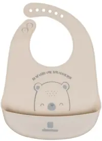 Bavetă din silicon KikkaBoo - Bear with me, Grey