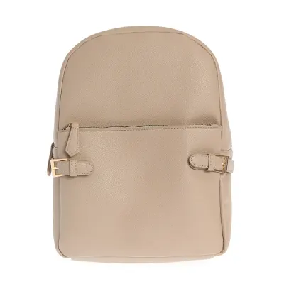 Rucsac bej cu design elegant si catarame decorative