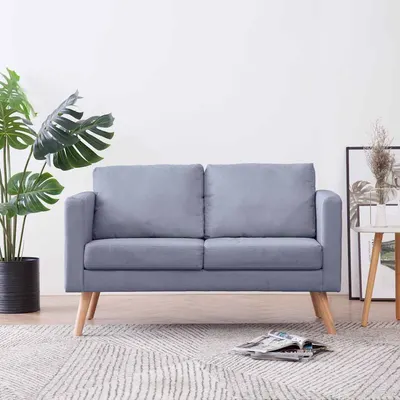 vidaXL Canapea cu 2 locuri, material textil, gri deschis