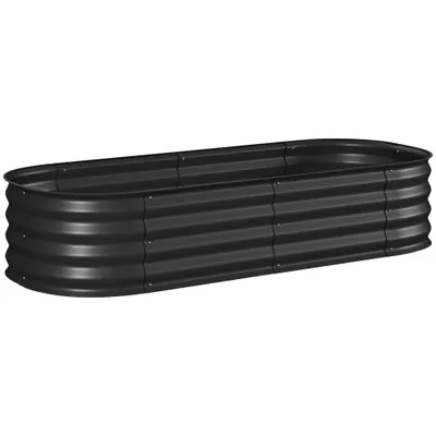 Outsunny Jardinieră înălțată parcelă pătrată pentru grădină din oțel modulabilă pentru legume, plante, flori, dim. 150 x 62 x 30 cm, negru | Aosom Romania