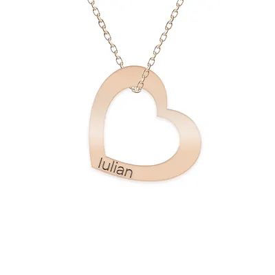 Karina - Colier personalizat cu inimioara si nume din argint 925 placat cu aur roz