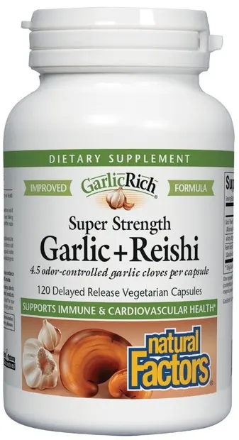 GarlicRich Super Strenght Garlic + Reishi, 120 capsule, Natural Factors