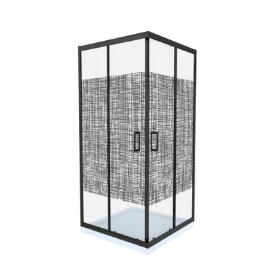 Cabina de dus simpla Celesta Titan patrata sticla cu model Lines 104 6 mm 90 x 90 x 190 cm profil negru