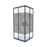Cabina de dus simpla Celesta Titan patrata sticla cu model Lines 104 6 mm 90 x 90 x 190 cm profil negru