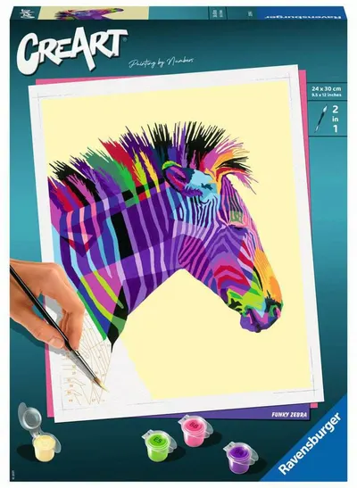 Set de pictură pe numere Ravensburger CreArt - Zebră amuzantă