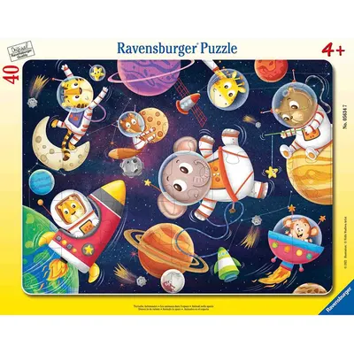 Puzzle - Animalute in spatiu - 40 piese