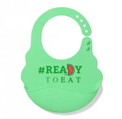 Baveta Babyono din silicon ajustabila verde
