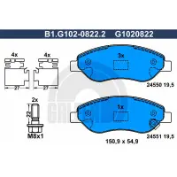 Set placute frana, frana disc GALFER B1.G102-0822.2