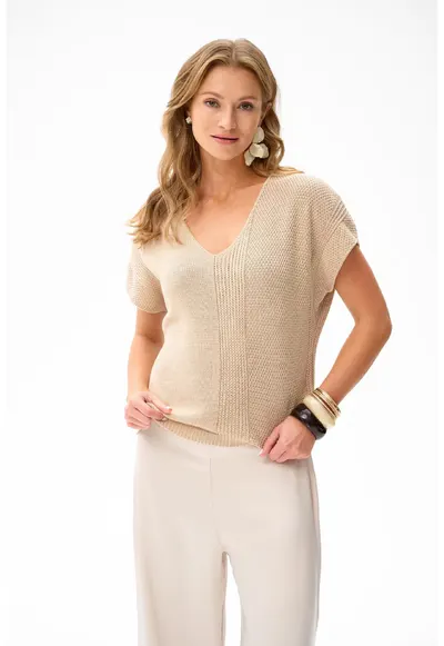 Bluza cu aspect tricotat si decolteu in V Niga