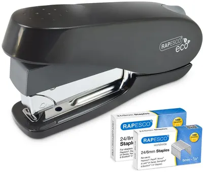 Capsator Rapesco - Eco Luna, 24/6 si 26/6 pentru 50 coli, negru, cu 2000 capse