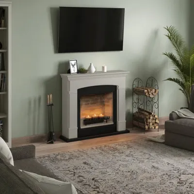 Helmi Light Beige Semineu cu lumanari ZenFlame