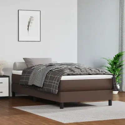 vidaXL Saltea cu arcuri buzunar, fermitate medie, maro, 90x200x20 cm, piele ecologică