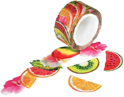 Rola cu stickere Folia - Fructe tropicale, 200 bucati