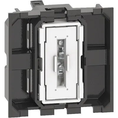 Intrerupator cap-scara, borne automate, iluminabil 2M Bticino Living Now K4003M2A, alb, negru