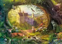 Puzzle 1000 piese - Castel de basm si magia padurii