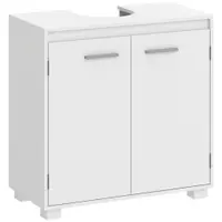 HOMCOM Dulap Sub Lavoar de Baie Modern Independent cu Decupaj în U Raft Reglabil Alb | Aosom Romania