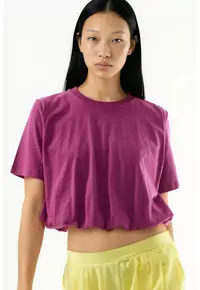 Tricou dama - Guler rotund - Roz inchis - Textil