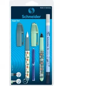 Set stilou + roller Schneider Zippi + pic Corry + 2 rezerve/blister, verde+vernil 2025-2026
