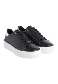 Pantofi sport din piele cu model monograma - Alb/Negru