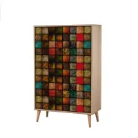 Comoda MULTIBOX, stejar sonoma + multicolor, 80x36x127 cm