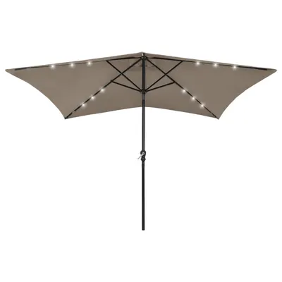 vidaXL Umbrelă de soare cu stâlp din oțel & LED-uri, taupe, 2x3 m